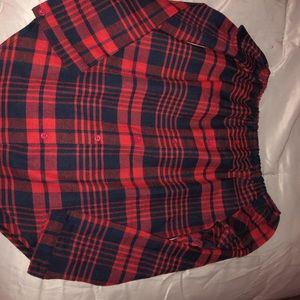 Women’s off the should plaid shirt